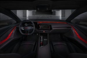 Dodge Charger Daytona SRT EV focused cockpit interior infotainment display 