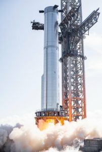 Superheavy booster static fire on launch pad